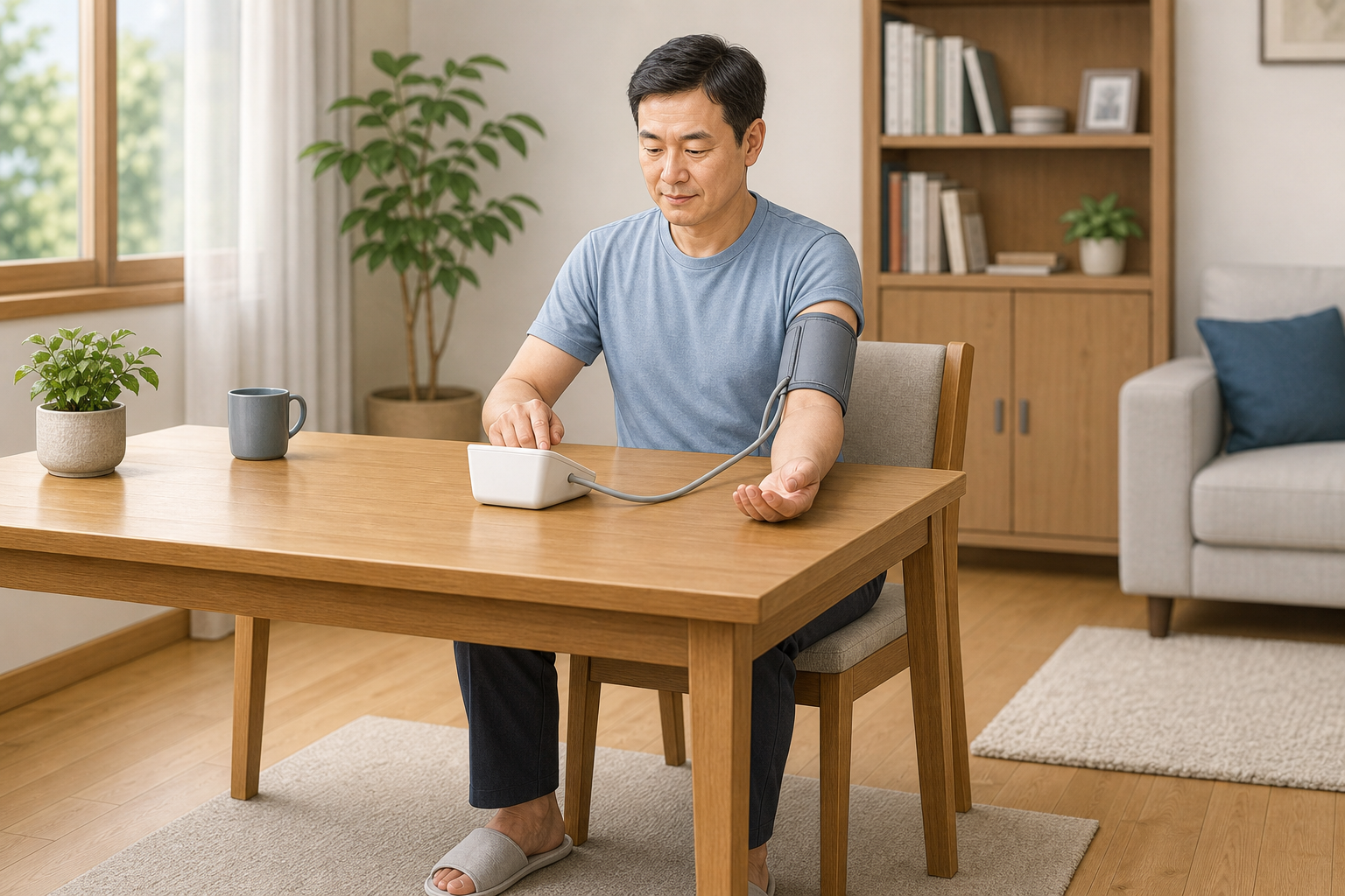집에서 혈압 정확히 재는 법|재는 시간·자세·수치 기록까지